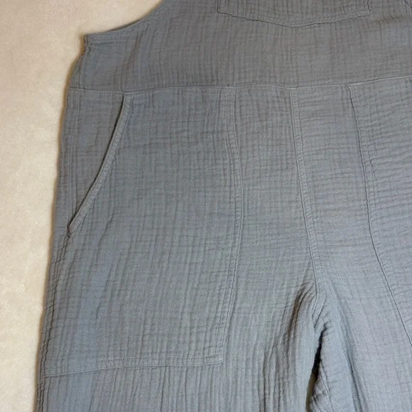 Aerie Cotton Overalls in Soft Gray. M. - Picture 3 of 7